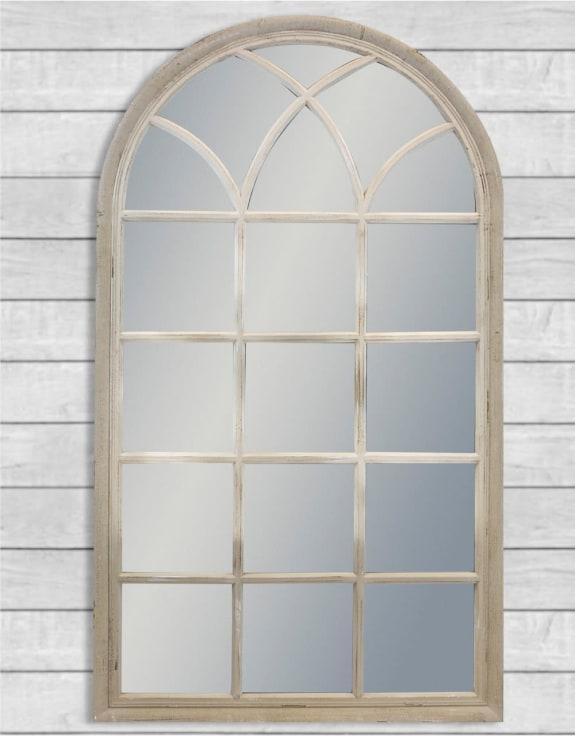 Product photograph of Large French Grey Arch Window Mirror - 80cm X 140cm from Choice Furniture Superstore.