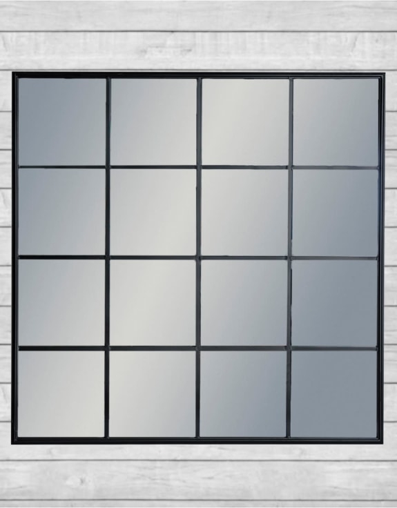 Product photograph of Large Antiqued Square Window Mirror - 110cm X 110cm from Choice Furniture Superstore.