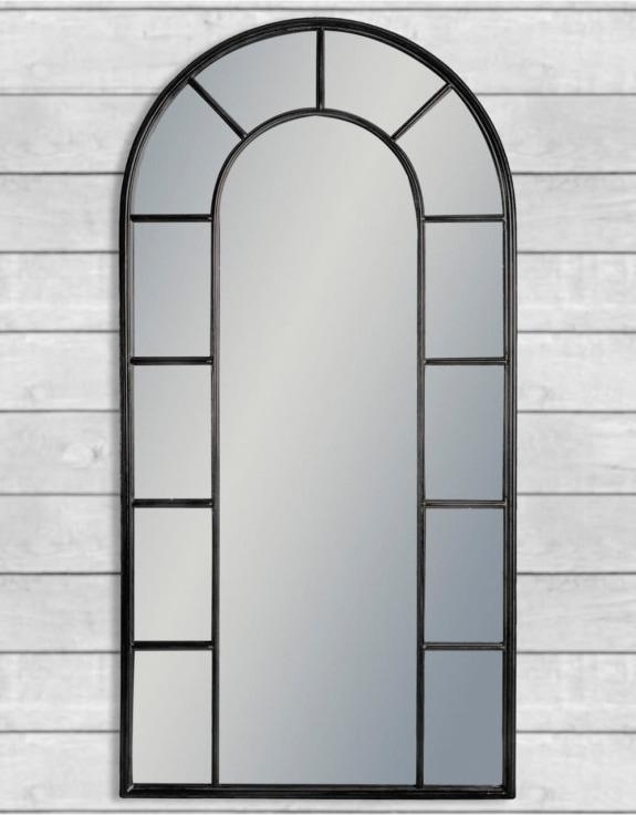 Product photograph of Antique Black Arch Large Window Mirror - 80 5cm X 160cm from Choice Furniture Superstore.