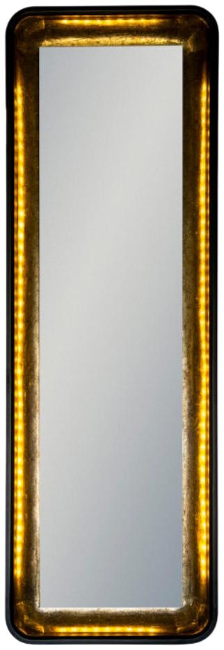 Product photograph of Limehouse Black And Antique Gold Led Lighting Tall Wall Mirror - 60cm X 180cm from Choice Furniture Superstore.