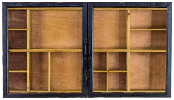 Product photograph of Antiqued Black Sliding Door Wall Cabinet from Choice Furniture Superstore.