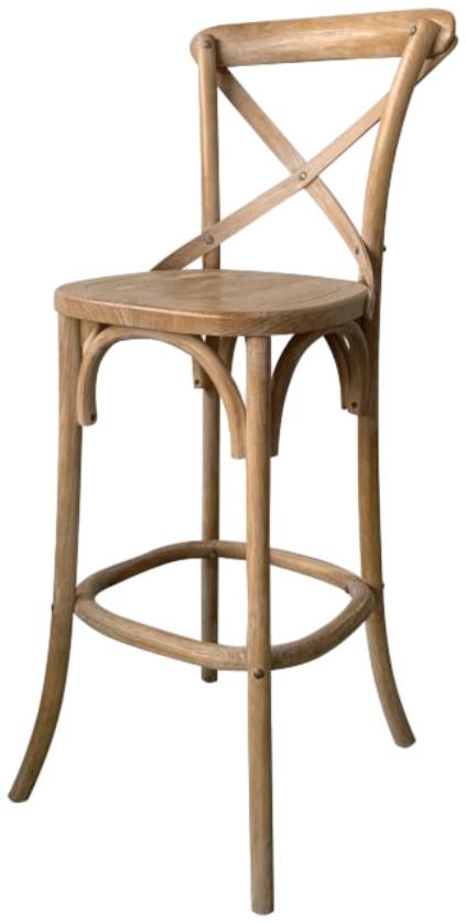 Product photograph of Reclaimed Elm Cross-back Bar Stool from Choice Furniture Superstore.