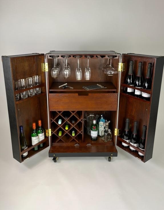 Product photograph of Soho Steamer Large Leather Two-door Wine Cabinet from Choice Furniture Superstore.