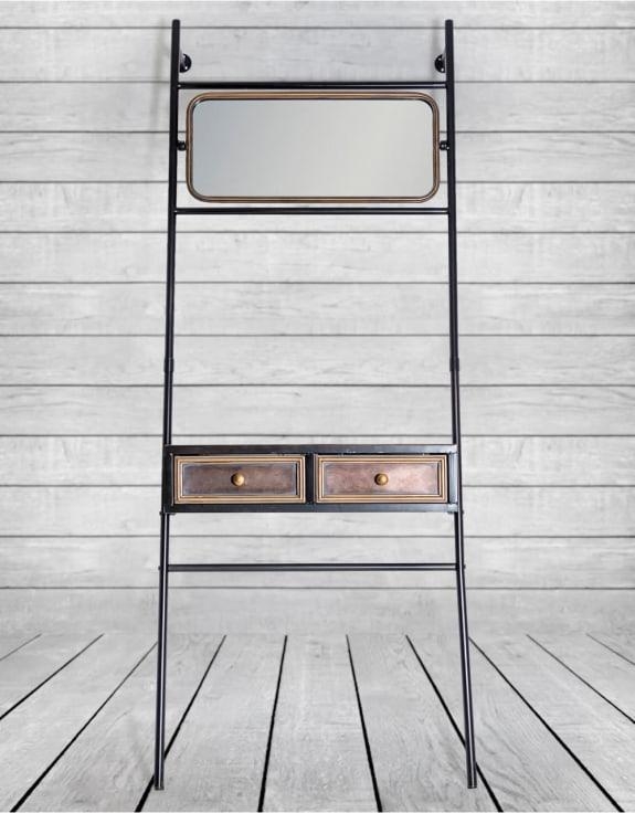 Product photograph of Black And Antique Gold Orwell Industrial Console Unit With Mirror from Choice Furniture Superstore.