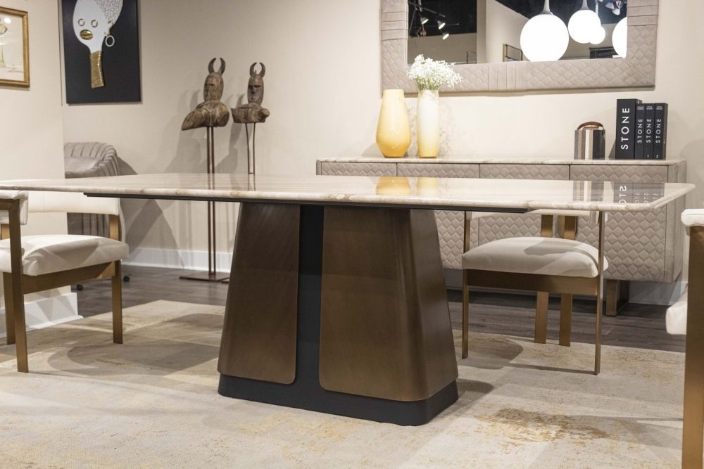 Product photograph of Stone International Compass Marble Top Dining Table from Choice Furniture Superstore.