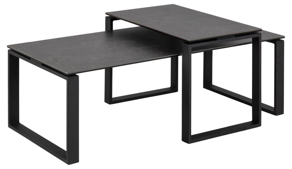 Product photograph of Clearance - Kiefer Black Ceramic Top Coffee Table Set Of 2 - D561 from Choice Furniture Superstore.