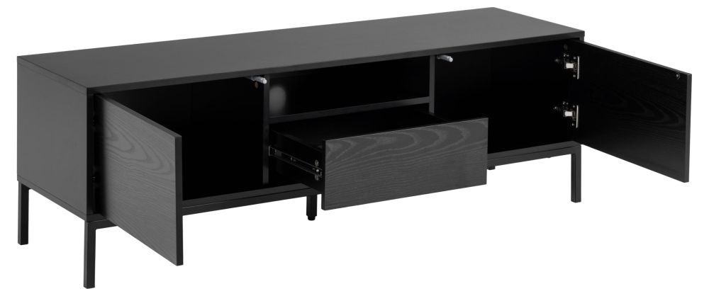 Product photograph of Clearance - Salvo Black 2 Door 1 Drawer Tv Unit - D591 from Choice Furniture Superstore.