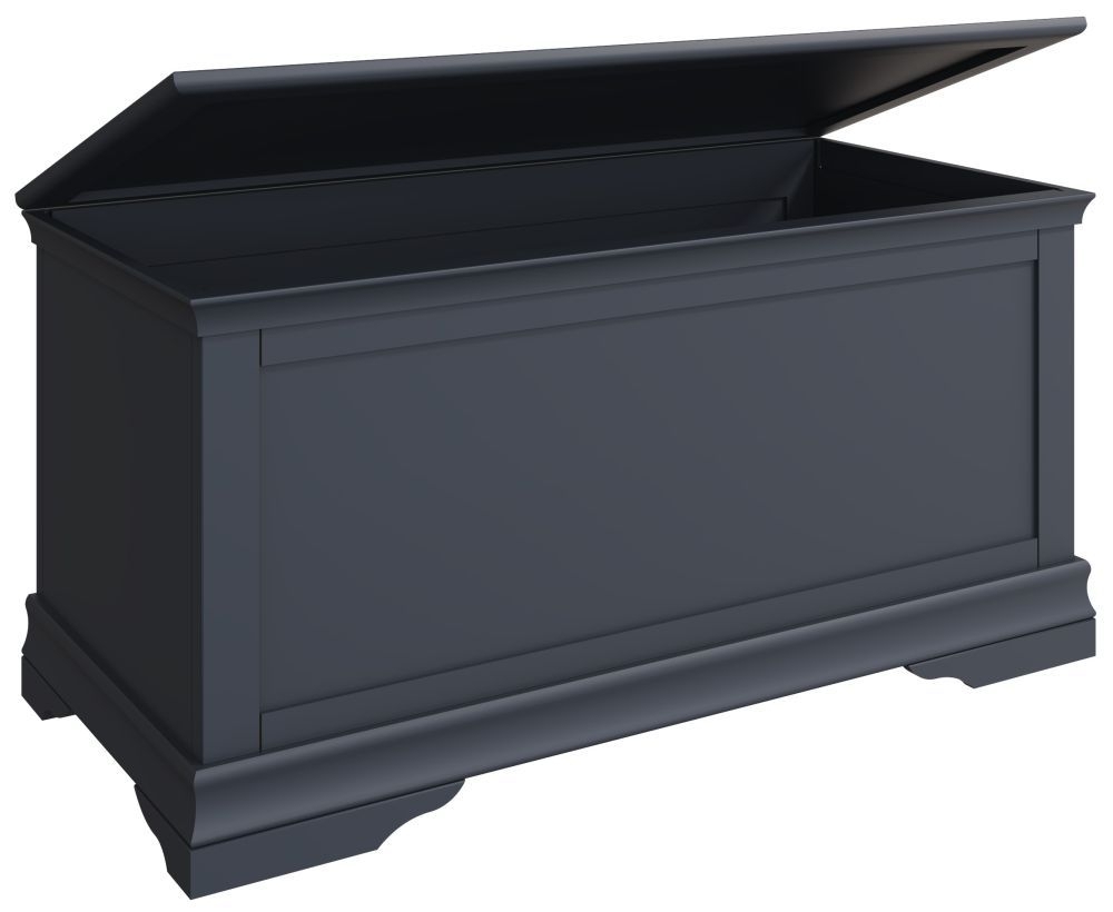 Product photograph of Clearance - Chantilly Midnight Grey Painted Blanket Box - D583 from Choice Furniture Superstore.