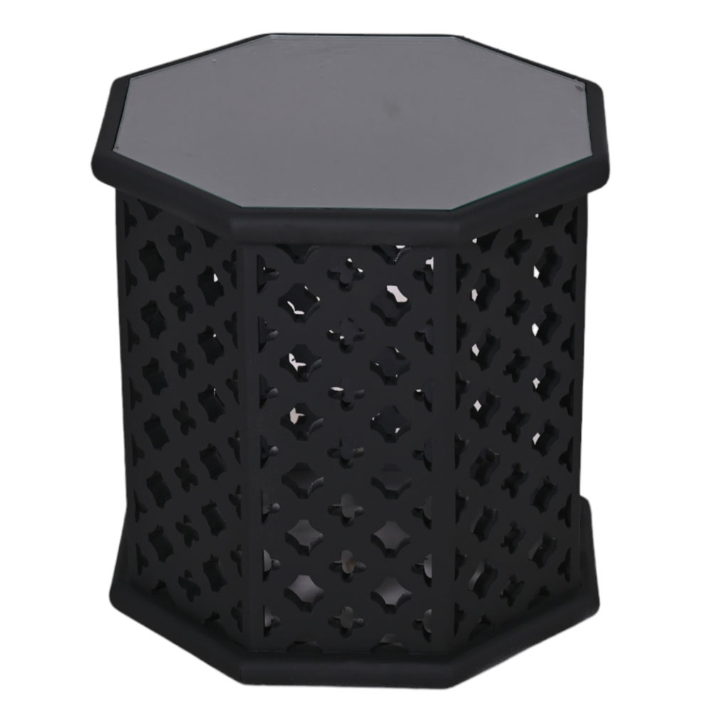 Product photograph of Jaipur Lattice Black Mango Wood Hexagon Side Table from Choice Furniture Superstore.