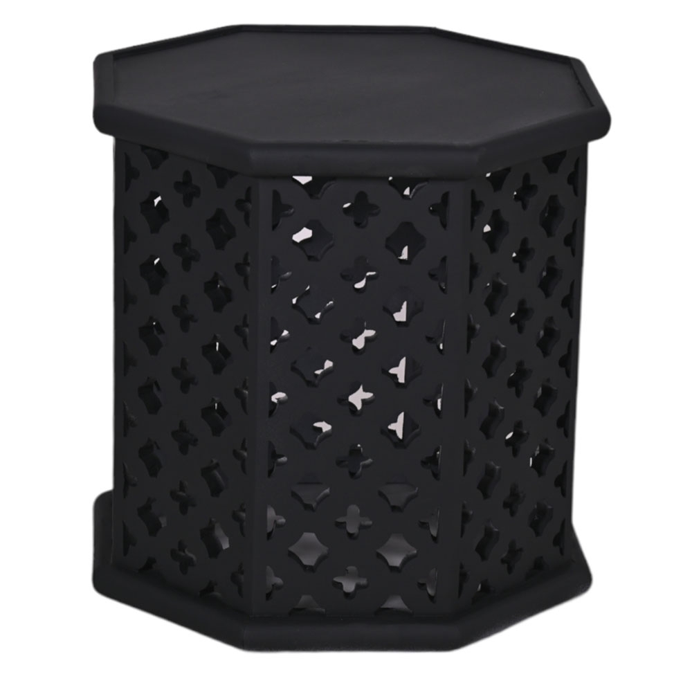 Product photograph of Jaipur Lattice Black Mango Wood Hexagon Side Table from Choice Furniture Superstore.