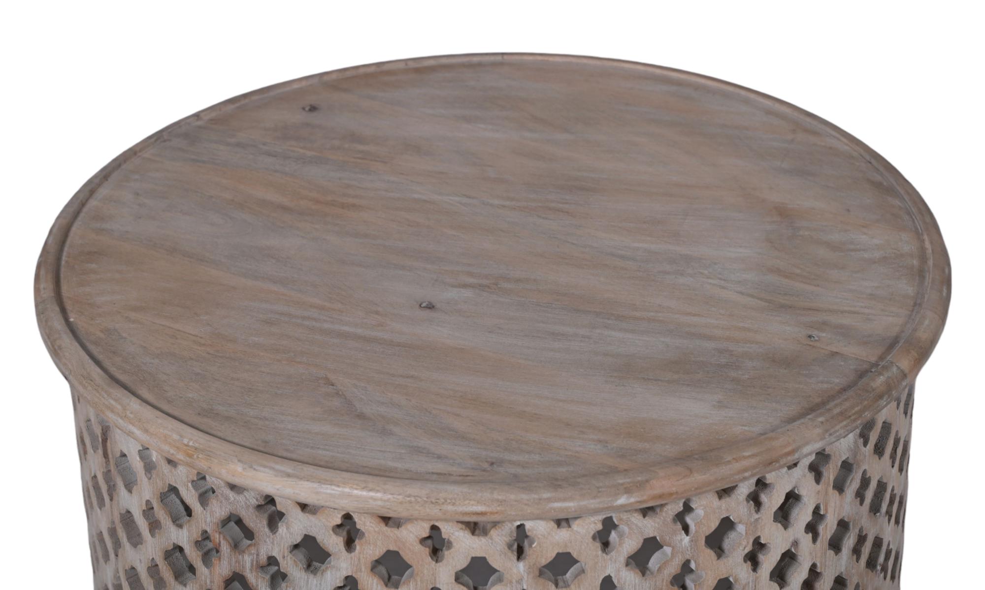 Product photograph of Clearance - Jaipur Lattice Natural Mango Wood Round Coffee Table from Choice Furniture Superstore.