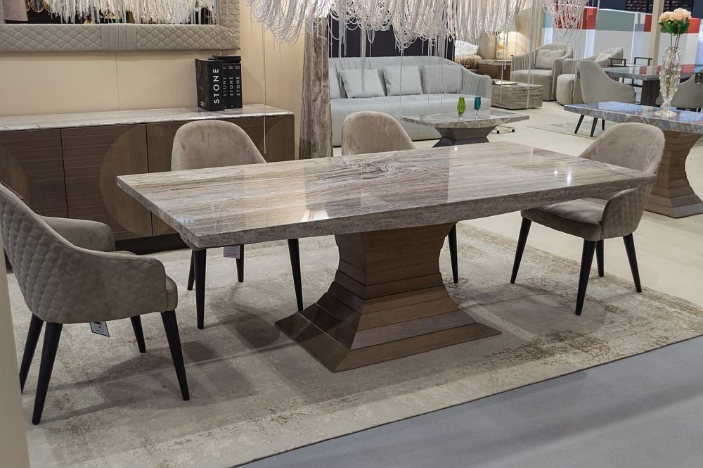 Product photograph of Stone International Opera Marble And Wood Dining Table from Choice Furniture Superstore.