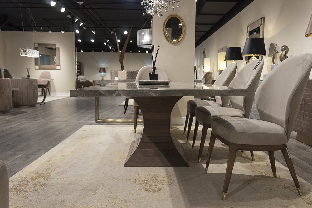 Product photograph of Stone International Opera Marble And Wood Dining Table from Choice Furniture Superstore.