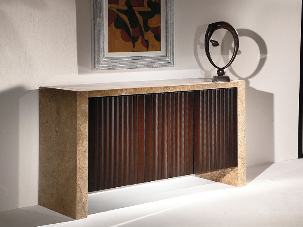 Product photograph of Stone International Espresso Marble And Wood Sideboard from Choice Furniture Superstore.