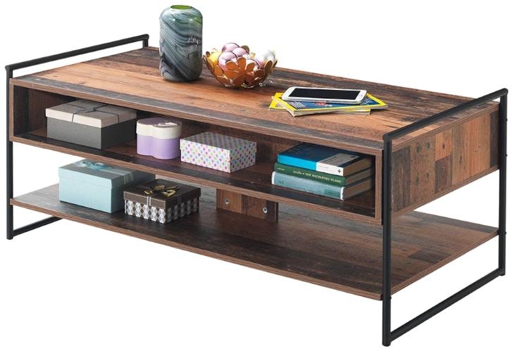Product photograph of Abbey Rustic Oak 3 Drawer Coffee Table from Choice Furniture Superstore.