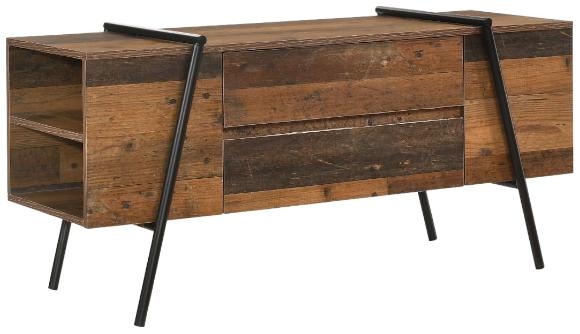 Product photograph of Abbey Rustic Oak 2 Drawer Tv Cabinet from Choice Furniture Superstore.