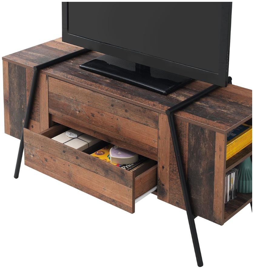 Product photograph of Abbey Rustic Oak 2 Drawer Tv Cabinet from Choice Furniture Superstore.