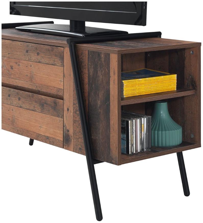 Product photograph of Abbey Rustic Oak 2 Drawer Tv Cabinet from Choice Furniture Superstore.