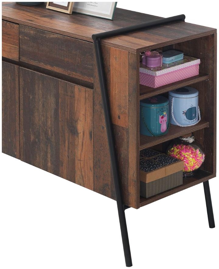 Product photograph of Abbey Rustic Oak 2 Doors 2 Drawer Sideboard from Choice Furniture Superstore.