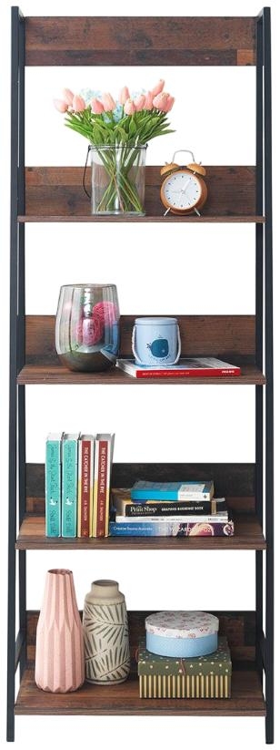 Product photograph of Abbey Rustic Oak 4 Shelves Bookcase from Choice Furniture Superstore.