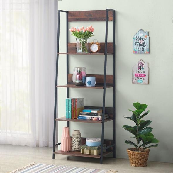 Product photograph of Abbey Rustic Oak 4 Shelves Bookcase from Choice Furniture Superstore.