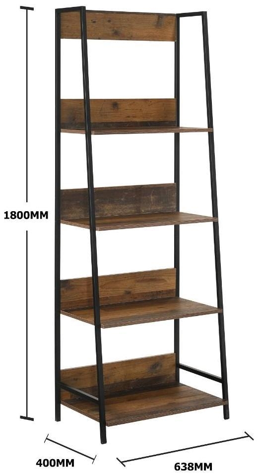 Product photograph of Abbey Rustic Oak 4 Shelves Bookcase from Choice Furniture Superstore.