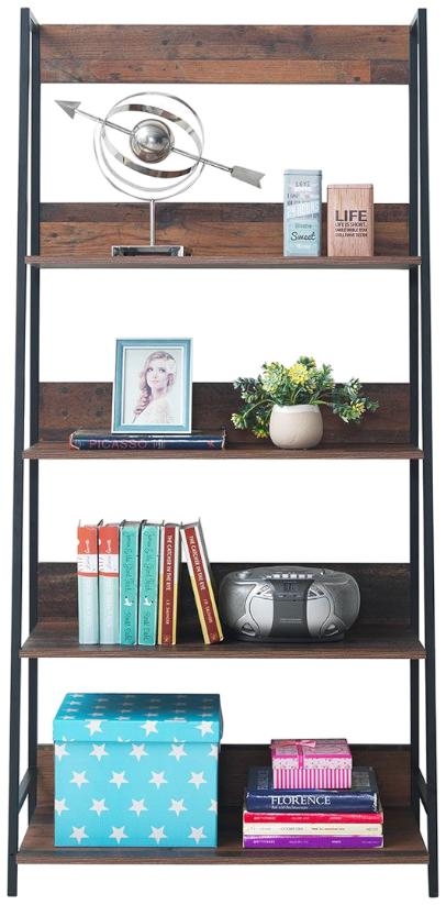 Abbey Rustic Oak 4 Tier Shelves Bookcase