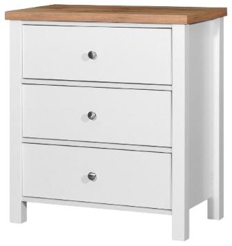 Product photograph of Astbury White And Oak 3 Drawer Chest from Choice Furniture Superstore.