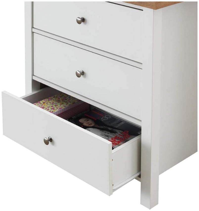 Product photograph of Astbury White And Oak 3 Drawer Chest from Choice Furniture Superstore.