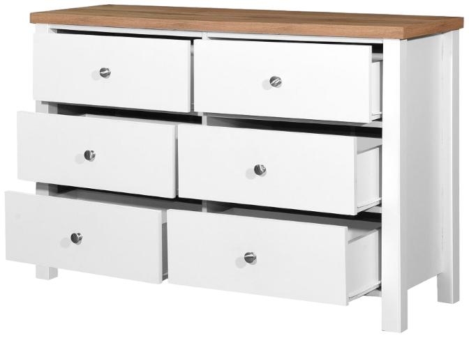 Product photograph of Astbury White And Oak 6 Drawer Chest from Choice Furniture Superstore.