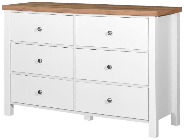 Product photograph of Astbury White And Oak 6 Drawer Chest from Choice Furniture Superstore.