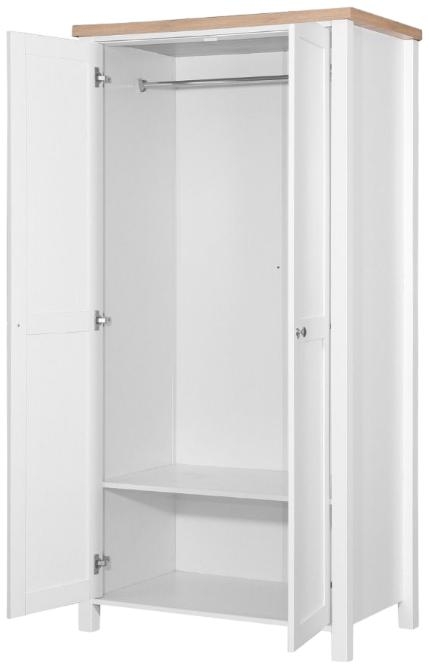 Product photograph of Astbury White And Oak 2 Door Wardrobe from Choice Furniture Superstore.