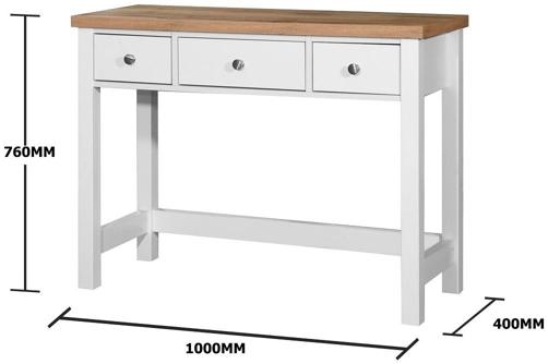 Product photograph of Astbury White And Oak 3 Drawer Dressing Table from Choice Furniture Superstore.