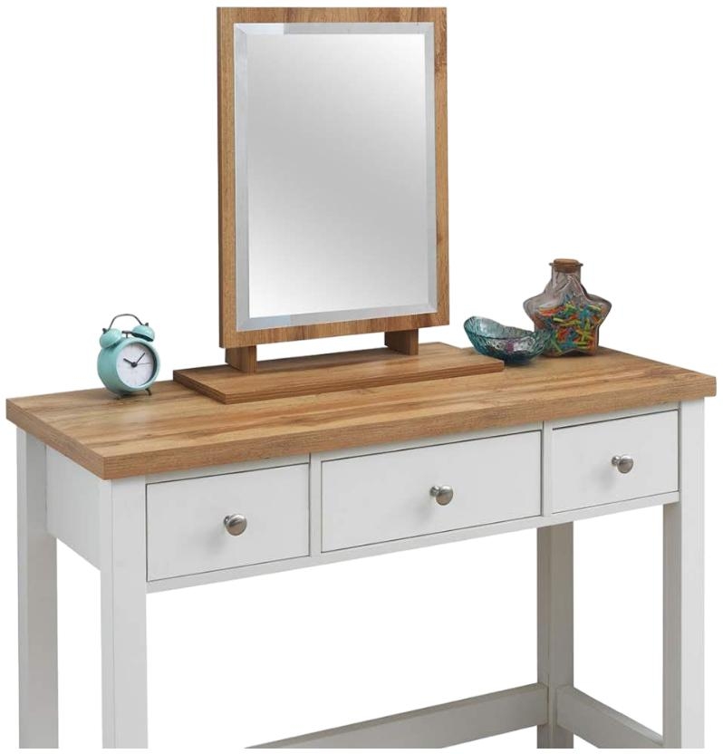 Product photograph of Astbury White And Oak 3 Drawer Dressing Table from Choice Furniture Superstore.