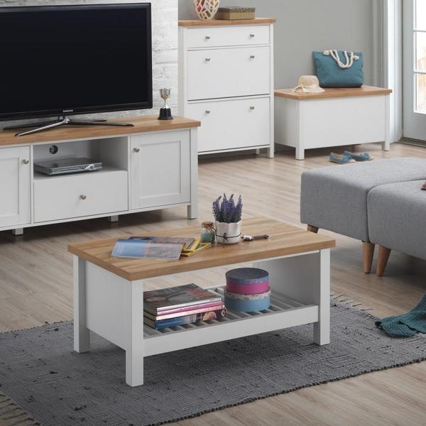 Product photograph of Astbury White And Oak Coffee Table from Choice Furniture Superstore.