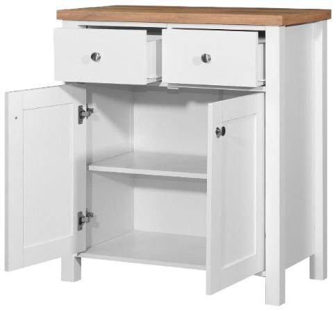 Product photograph of Astbury White And Oak 2 Door 2 Drawer Compact Sideboard from Choice Furniture Superstore.