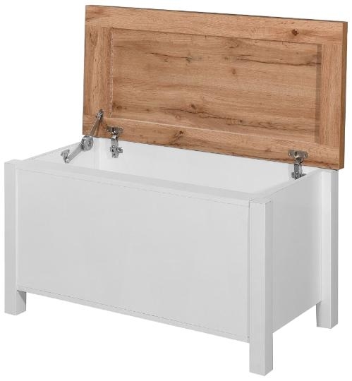 Product photograph of Astbury White And Oak Blanket Box from Choice Furniture Superstore.