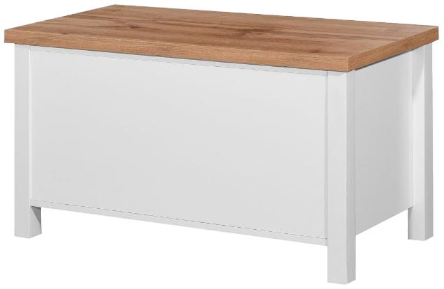 Product photograph of Astbury White And Oak Blanket Box from Choice Furniture Superstore.