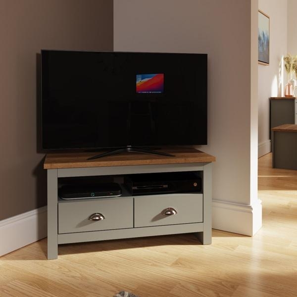 Product photograph of Lisbon 2 Drawer Corner Tv Unit from Choice Furniture Superstore.