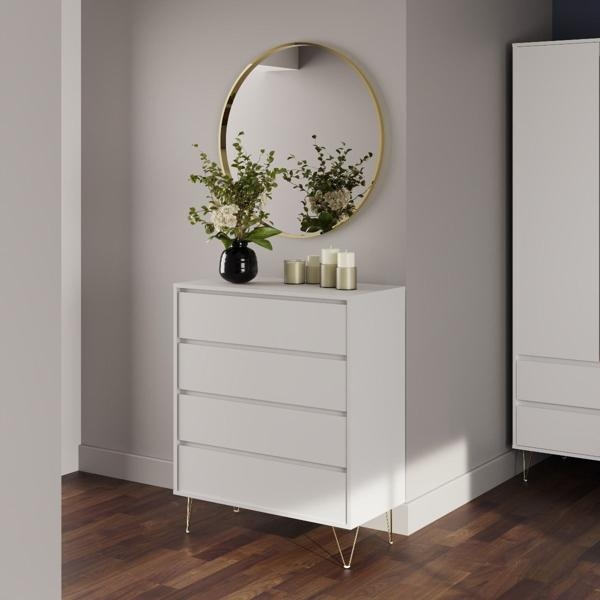 Product photograph of Monaco White 4 Drawer Chest from Choice Furniture Superstore.