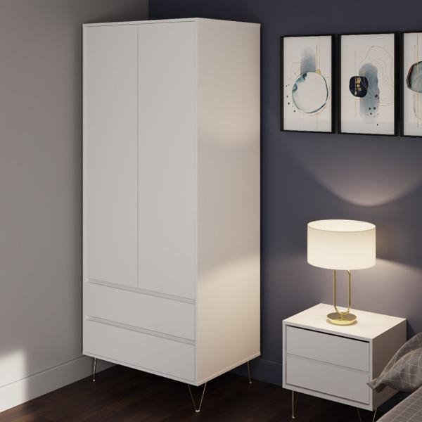 Product photograph of Monaco White 2 Door 2 Drawer Wardrobe from Choice Furniture Superstore.