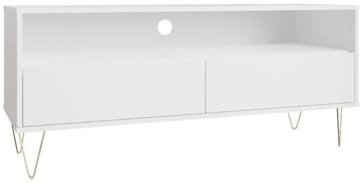 Product photograph of Monaco White 2 Drawer Tv Cabinet from Choice Furniture Superstore.