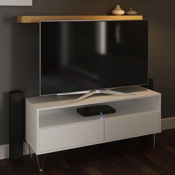 Product photograph of Monaco White 2 Drawer Tv Unit from Choice Furniture Superstore.