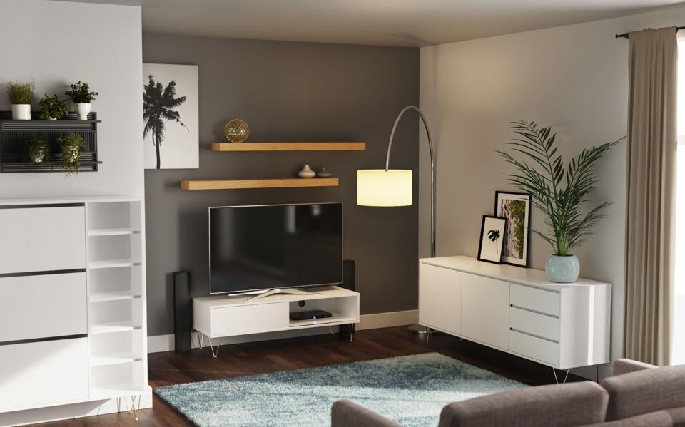 Product photograph of Monaco White 2 Drawer Tv Cabinet from Choice Furniture Superstore.
