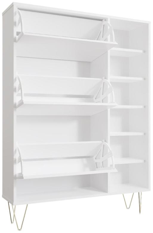 Product photograph of Monaco White 3 Drawer Shoe Cabinet from Choice Furniture Superstore.