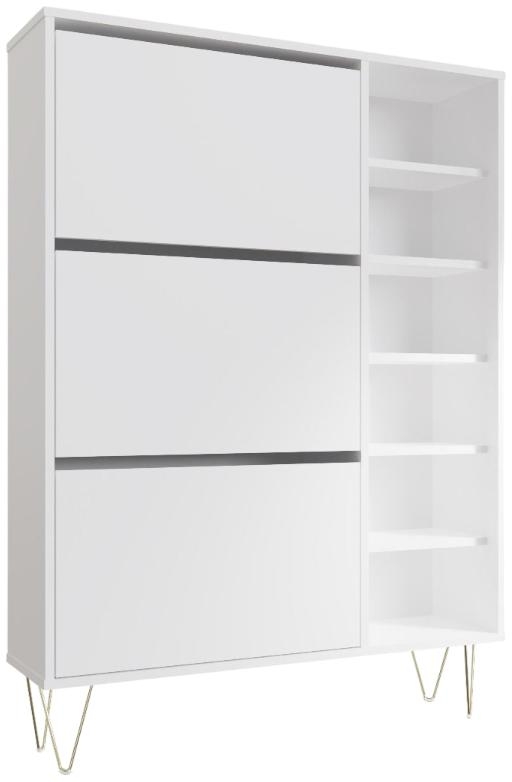 Product photograph of Monaco White 3 Drawer Shoe Cabinet from Choice Furniture Superstore.