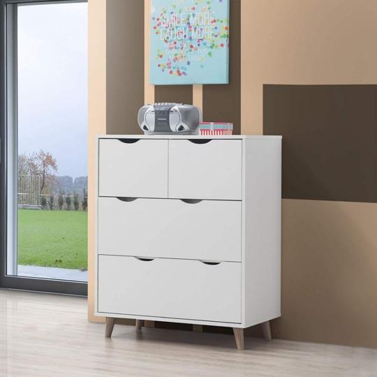 Product photograph of Pulford White 4 Drawer Chest from Choice Furniture Superstore.