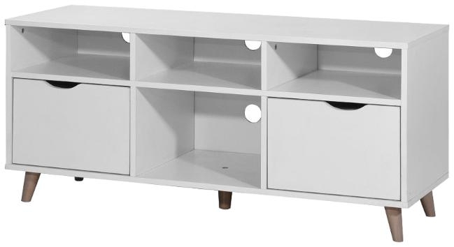 Product photograph of Pulford White 2 Drawer Tv Cabinet from Choice Furniture Superstore.