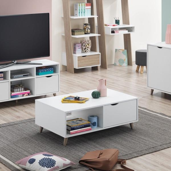 Product photograph of Pulford White 2 Drawer Coffee Table from Choice Furniture Superstore.