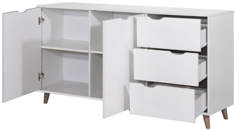 Product photograph of Pulford White 2 Door 3 Drawer Sideboard from Choice Furniture Superstore.